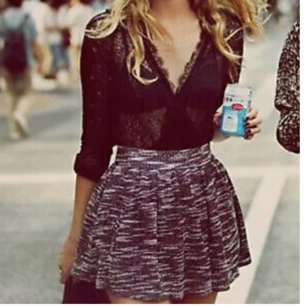 Free People Holly Go Lightly Black and white tweed pull on mini skirt size XS